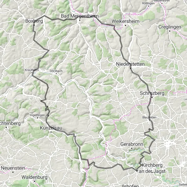 Karten-Miniaturansicht der Radinspiration "Hügellandschaften und Schlösser" in Stuttgart, Germany. Erstellt vom Tarmacs.app-Routenplaner für Radtouren