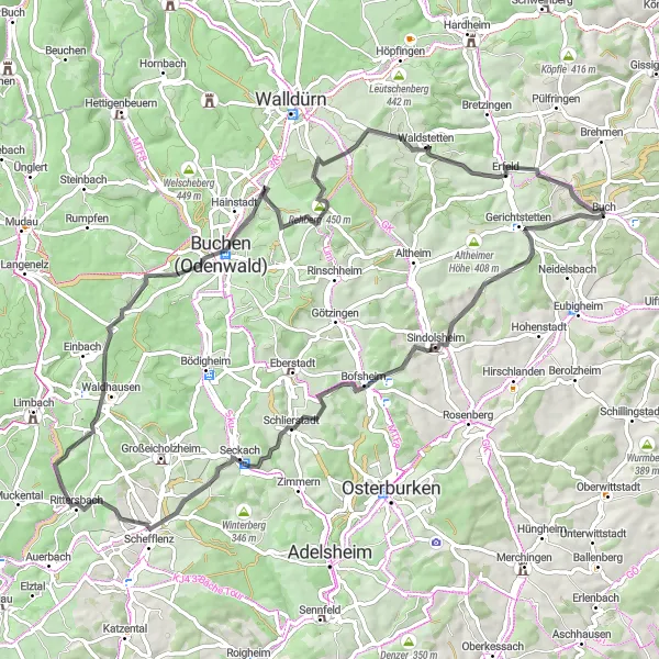 Map miniature of "Valley Road Loop" cycling inspiration in Stuttgart, Germany. Generated by Tarmacs.app cycling route planner