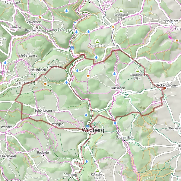 Karten-Miniaturansicht der Radinspiration "Kurze Gravel-Erkundung im Nordschwarzwald" in Stuttgart, Germany. Erstellt vom Tarmacs.app-Routenplaner für Radtouren