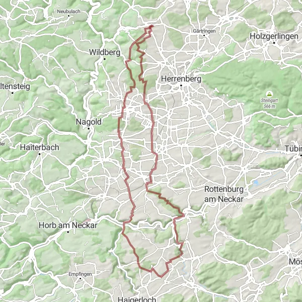 Karten-Miniaturansicht der Radinspiration "Sportliche Gravel-Tour im Schwäbischen Wald" in Stuttgart, Germany. Erstellt vom Tarmacs.app-Routenplaner für Radtouren