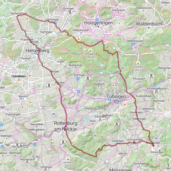 Karten-Miniaturansicht der Radinspiration "Malerische Gravel-Tour um Stuttgart" in Stuttgart, Germany. Erstellt vom Tarmacs.app-Routenplaner für Radtouren