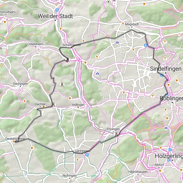 Karten-Miniaturansicht der Radinspiration "Kurze Straßentour durch den Stuttgarter Raum" in Stuttgart, Germany. Erstellt vom Tarmacs.app-Routenplaner für Radtouren