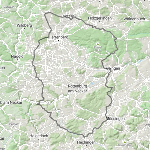 Karten-Miniaturansicht der Radinspiration "Abenteuerliche Radtour mit Gärtringen und Keltengrab" in Stuttgart, Germany. Erstellt vom Tarmacs.app-Routenplaner für Radtouren