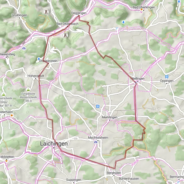 Karten-Miniaturansicht der Radinspiration "Naturrunde um Nellingen" in Stuttgart, Germany. Erstellt vom Tarmacs.app-Routenplaner für Radtouren