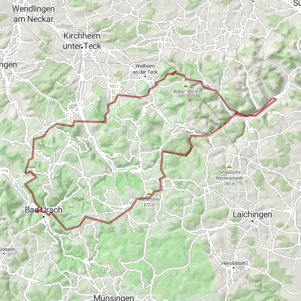 Karten-Miniaturansicht der Radinspiration "Schwäbische Alb entdecken" in Stuttgart, Germany. Erstellt vom Tarmacs.app-Routenplaner für Radtouren