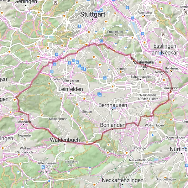 Karten-Miniaturansicht der Radinspiration "Entdeckungstour durch die Naturparks" in Stuttgart, Germany. Erstellt vom Tarmacs.app-Routenplaner für Radtouren