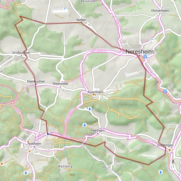 Karten-Miniaturansicht der Radinspiration "Gravel-Tour nach Neresheim" in Stuttgart, Germany. Erstellt vom Tarmacs.app-Routenplaner für Radtouren