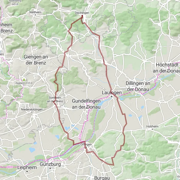 Karten-Miniaturansicht der Radinspiration "Erleben Sie die Natur: Gravel-Tour von Dischingen aus" in Stuttgart, Germany. Erstellt vom Tarmacs.app-Routenplaner für Radtouren