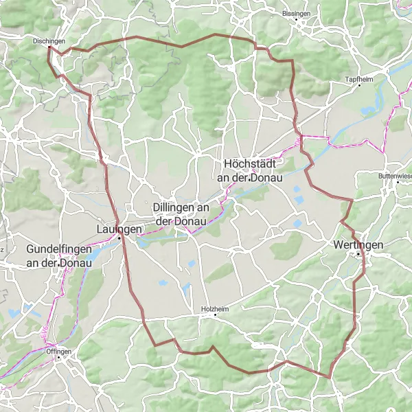 Karten-Miniaturansicht der Radinspiration "Rundtour durch Wertingen" in Stuttgart, Germany. Erstellt vom Tarmacs.app-Routenplaner für Radtouren