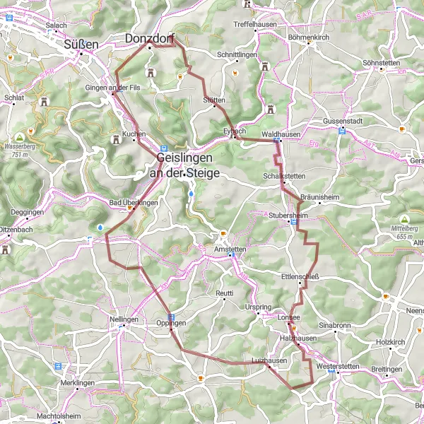 Karten-Miniaturansicht der Radinspiration "Entdeckungstour durch Oppingen" in Stuttgart, Germany. Erstellt vom Tarmacs.app-Routenplaner für Radtouren