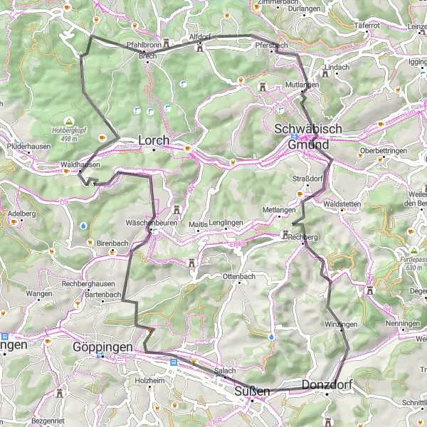 Karten-Miniaturansicht der Radinspiration "Radtour durch Strut und Waldhausen" in Stuttgart, Germany. Erstellt vom Tarmacs.app-Routenplaner für Radtouren