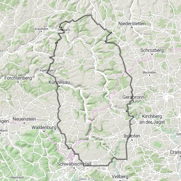 Karten-Miniaturansicht der Radinspiration "Herausfordernde Strecke durch Natur und Kultur" in Stuttgart, Germany. Erstellt vom Tarmacs.app-Routenplaner für Radtouren