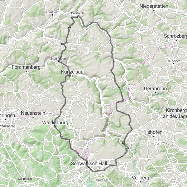 Karten-Miniaturansicht der Radinspiration "Erkundungstour durch malerische Landschaften" in Stuttgart, Germany. Erstellt vom Tarmacs.app-Routenplaner für Radtouren
