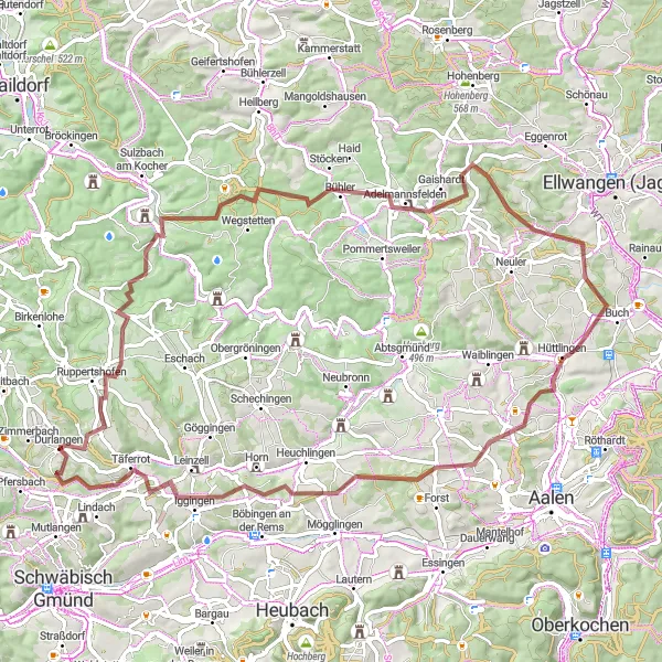 Karten-Miniaturansicht der Radinspiration "Faszination Ostalb" in Stuttgart, Germany. Erstellt vom Tarmacs.app-Routenplaner für Radtouren