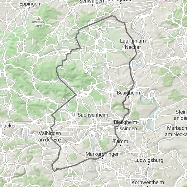 Karten-Miniaturansicht der Radinspiration "Die Hügel von Stuttgart" in Stuttgart, Germany. Erstellt vom Tarmacs.app-Routenplaner für Radtouren