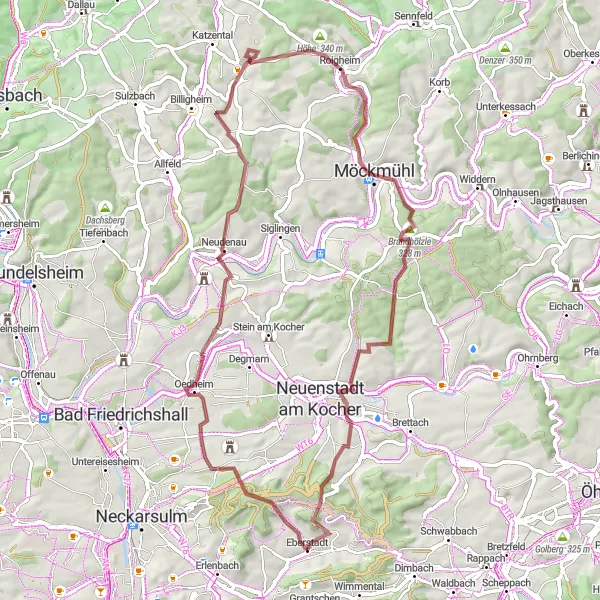 Karten-Miniaturansicht der Radinspiration "Erkundung der Weinberge und Wälder" in Stuttgart, Germany. Erstellt vom Tarmacs.app-Routenplaner für Radtouren
