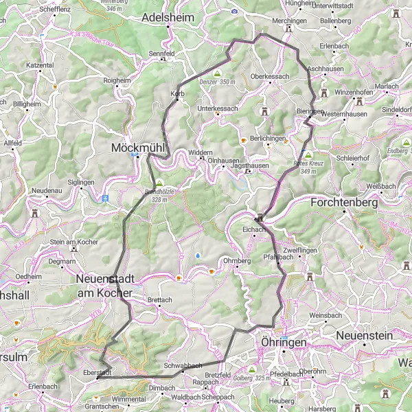 Karten-Miniaturansicht der Radinspiration "Auf den Spuren der Geschichte - Road Cycling Tour" in Stuttgart, Germany. Erstellt vom Tarmacs.app-Routenplaner für Radtouren