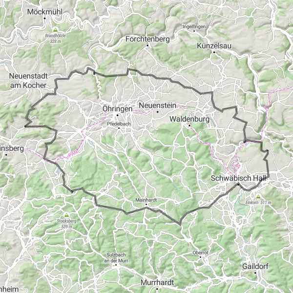 Karten-Miniaturansicht der Radinspiration "Herausfordernde Strecken - Road Bike Adventure" in Stuttgart, Germany. Erstellt vom Tarmacs.app-Routenplaner für Radtouren