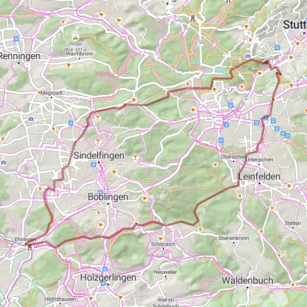 Map miniature of "Schneckenberg and Sonnenberg Route" cycling inspiration in Stuttgart, Germany. Generated by Tarmacs.app cycling route planner