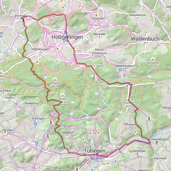 Map miniature of "Ehningen Gravel Adventure" cycling inspiration in Stuttgart, Germany. Generated by Tarmacs.app cycling route planner