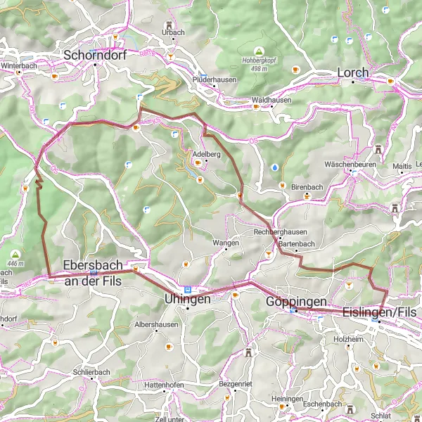 Map miniature of "The Filsbalkon Ride" cycling inspiration in Stuttgart, Germany. Generated by Tarmacs.app cycling route planner