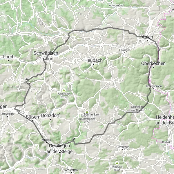Karten-Miniaturansicht der Radinspiration "Road-Tour: Rund um Eislingen und Ottenbach" in Stuttgart, Germany. Erstellt vom Tarmacs.app-Routenplaner für Radtouren