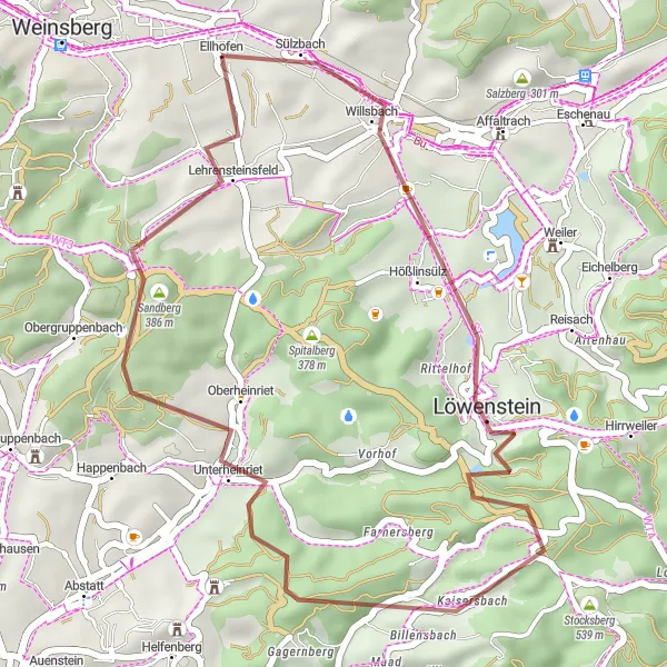 Karten-Miniaturansicht der Radinspiration "Natur und Panoramablicke" in Stuttgart, Germany. Erstellt vom Tarmacs.app-Routenplaner für Radtouren