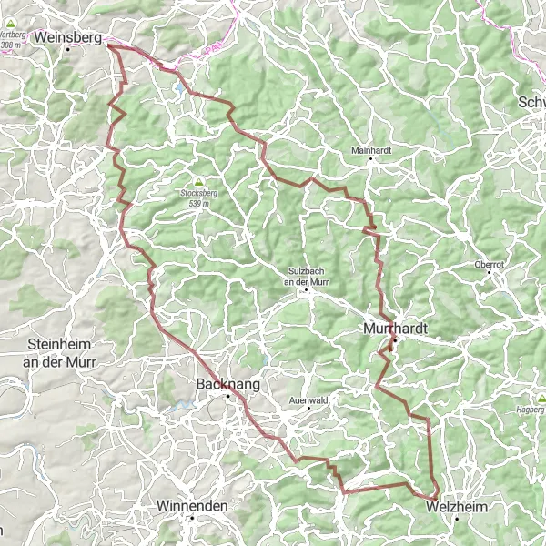 Karten-Miniaturansicht der Radinspiration "Bergblick und historische Dörfer" in Stuttgart, Germany. Erstellt vom Tarmacs.app-Routenplaner für Radtouren