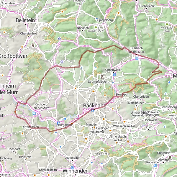 Karten-Miniaturansicht der Radinspiration "Abenteuerliche Route durch malerische Weinberge" in Stuttgart, Germany. Erstellt vom Tarmacs.app-Routenplaner für Radtouren