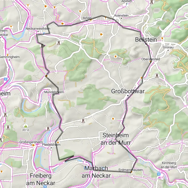 Karten-Miniaturansicht der Radinspiration "Historische Highlights und malerische Landschaften" in Stuttgart, Germany. Erstellt vom Tarmacs.app-Routenplaner für Radtouren