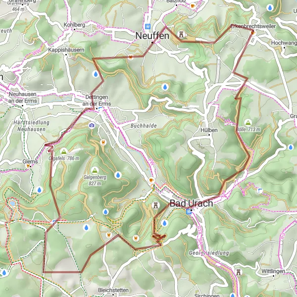 Map miniature of "Nature Escape Gravel Loop" cycling inspiration in Stuttgart, Germany. Generated by Tarmacs.app cycling route planner