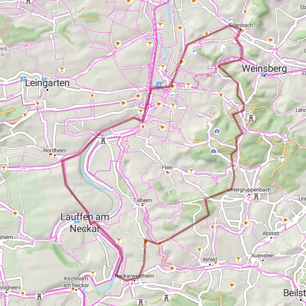 Karten-Miniaturansicht der Radinspiration "Wälder und Weinberge entdecken" in Stuttgart, Germany. Erstellt vom Tarmacs.app-Routenplaner für Radtouren