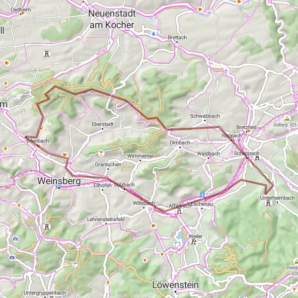 Karten-Miniaturansicht der Radinspiration "Gravel Erlebnistour" in Stuttgart, Germany. Erstellt vom Tarmacs.app-Routenplaner für Radtouren