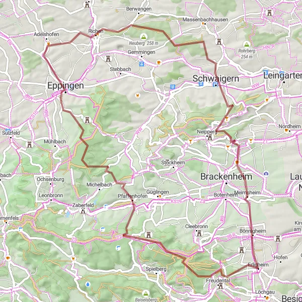 Karten-Miniaturansicht der Radinspiration "Abenteuerliche Gravel-Tour durch Natur und Geschichte" in Stuttgart, Germany. Erstellt vom Tarmacs.app-Routenplaner für Radtouren