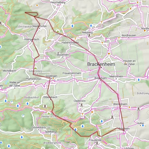Karten-Miniaturansicht der Radinspiration "Rundtour von Erligheim zum Großen Saukopf" in Stuttgart, Germany. Erstellt vom Tarmacs.app-Routenplaner für Radtouren