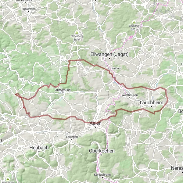 Karten-Miniaturansicht der Radinspiration "Gravelbike-Erkundungstour durch schwäbische Dörfer" in Stuttgart, Germany. Erstellt vom Tarmacs.app-Routenplaner für Radtouren