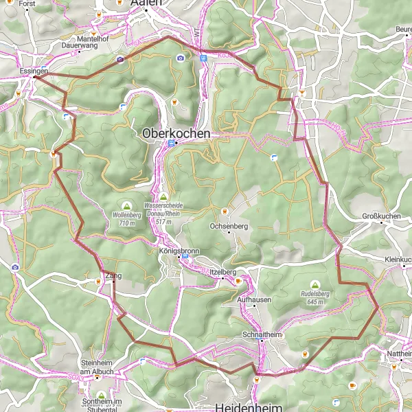 Karten-Miniaturansicht der Radinspiration "Gravelrunde um Essingen" in Stuttgart, Germany. Erstellt vom Tarmacs.app-Routenplaner für Radtouren