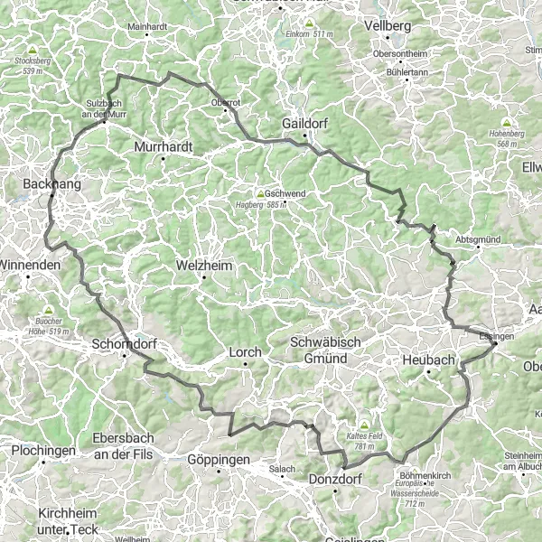 Karten-Miniaturansicht der Radinspiration "Epische Tour durch die Region Stuttgart" in Stuttgart, Germany. Erstellt vom Tarmacs.app-Routenplaner für Radtouren