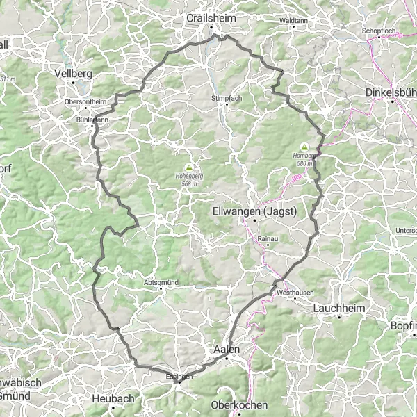 Karten-Miniaturansicht der Radinspiration "Tour zu den Remsterrassen und mehr" in Stuttgart, Germany. Erstellt vom Tarmacs.app-Routenplaner für Radtouren
