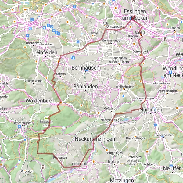 Map miniature of "Neckartailfingen-Harvard AT-6 Gard Adventure" cycling inspiration in Stuttgart, Germany. Generated by Tarmacs.app cycling route planner