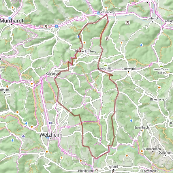 Karten-Miniaturansicht der Radinspiration "Gravelabenteuer Hagberg" in Stuttgart, Germany. Erstellt vom Tarmacs.app-Routenplaner für Radtouren