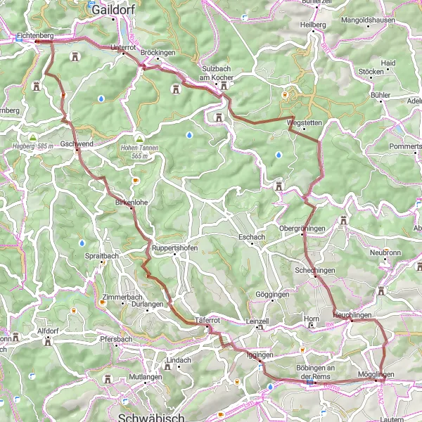 Karten-Miniaturansicht der Radinspiration "Graveltour im Schwäbischen Wald" in Stuttgart, Germany. Erstellt vom Tarmacs.app-Routenplaner für Radtouren