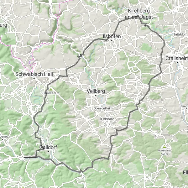 Karten-Miniaturansicht der Radinspiration "Auf den Spuren von Kirgel und Turmberg" in Stuttgart, Germany. Erstellt vom Tarmacs.app-Routenplaner für Radtouren