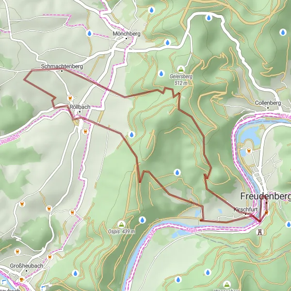 Map miniature of "The Geiersberg Gravel Adventure" cycling inspiration in Stuttgart, Germany. Generated by Tarmacs.app cycling route planner
