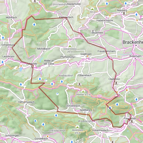 Karten-Miniaturansicht der Radinspiration "Schloss Freudental Rundweg" in Stuttgart, Germany. Erstellt vom Tarmacs.app-Routenplaner für Radtouren