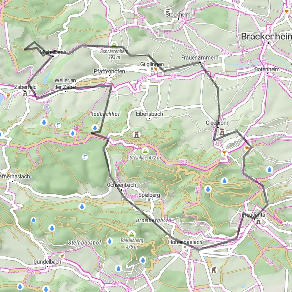 Karten-Miniaturansicht der Radinspiration "Baiselsberg Rundweg" in Stuttgart, Germany. Erstellt vom Tarmacs.app-Routenplaner für Radtouren
