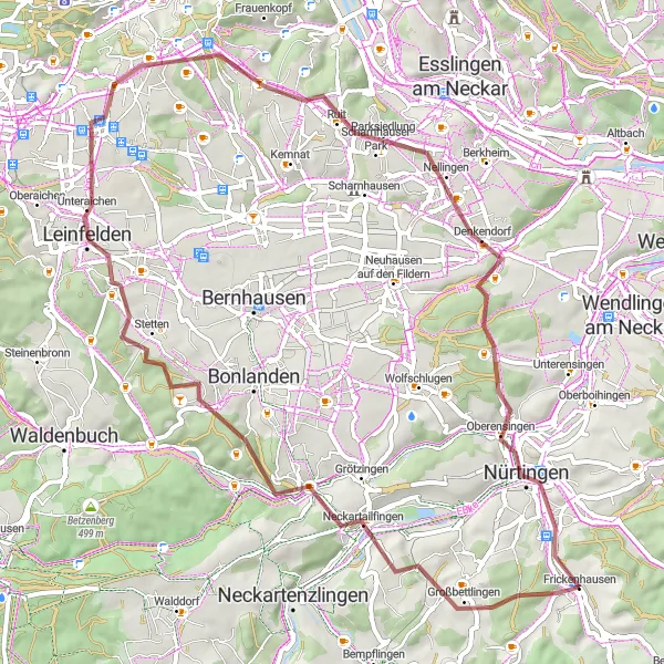 Map miniature of "Nature Escape to Bopser" cycling inspiration in Stuttgart, Germany. Generated by Tarmacs.app cycling route planner