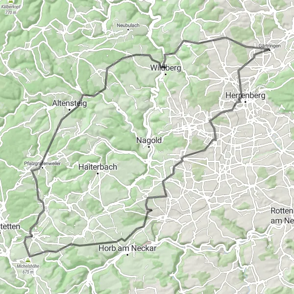 Karten-Miniaturansicht der Radinspiration "Horb am Neckar Rundfahrt" in Stuttgart, Germany. Erstellt vom Tarmacs.app-Routenplaner für Radtouren