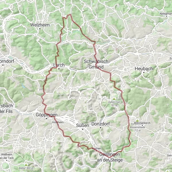 Karten-Miniaturansicht der Radinspiration "Abenteuerliche Gravel-Tour durch die Region Stuttgart" in Stuttgart, Germany. Erstellt vom Tarmacs.app-Routenplaner für Radtouren