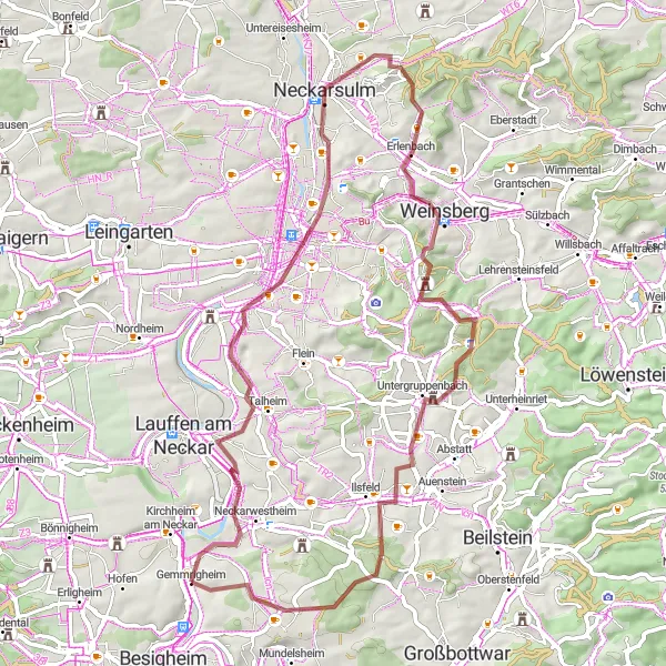Karten-Miniaturansicht der Radinspiration "Entdeckungstour durch das Neckartal" in Stuttgart, Germany. Erstellt vom Tarmacs.app-Routenplaner für Radtouren